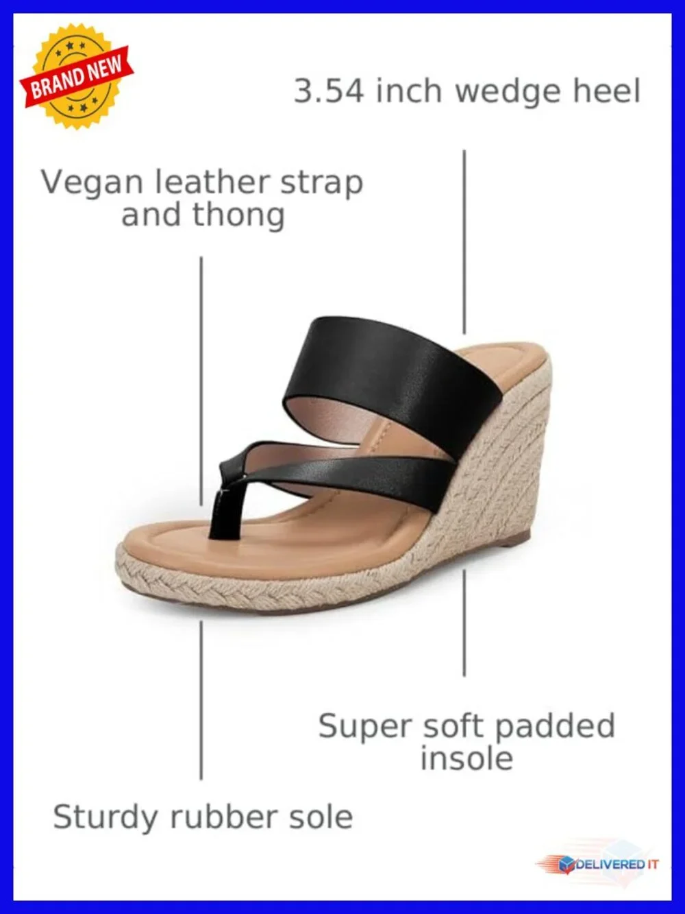 Espadrille Wedge Sandals Platform Thong Leather Strap Slides